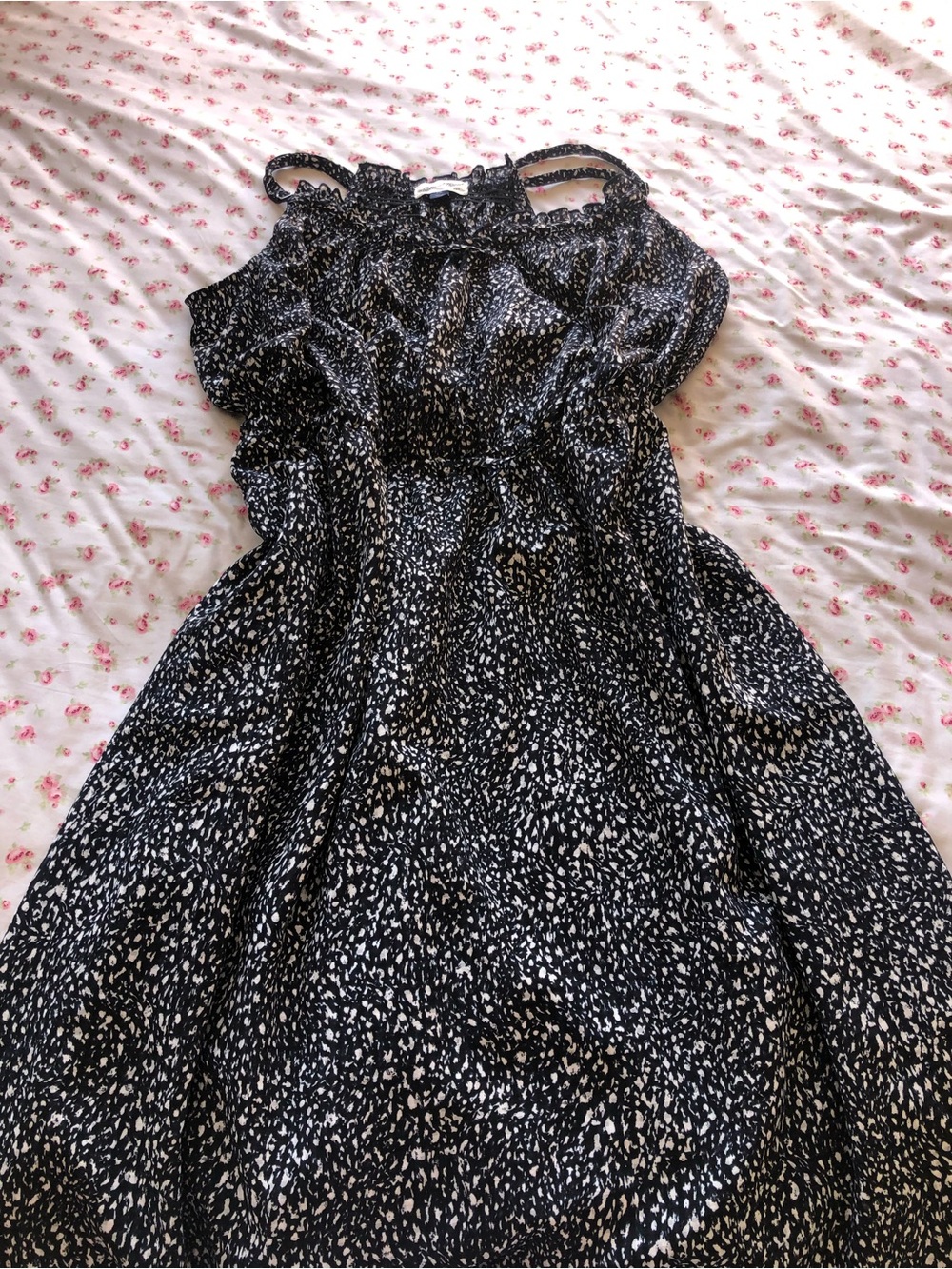 Universal Thread Black & White Printed Maxi Dress